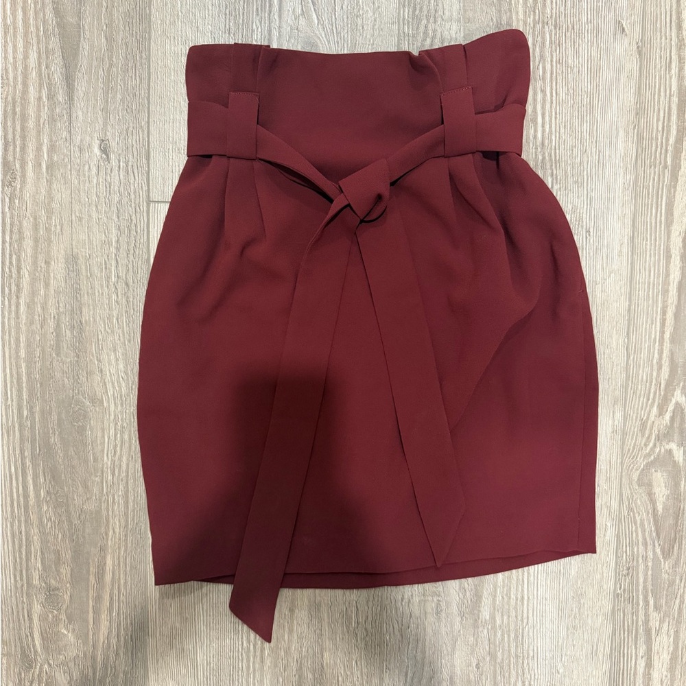 Express Burgundy front tie skirt
